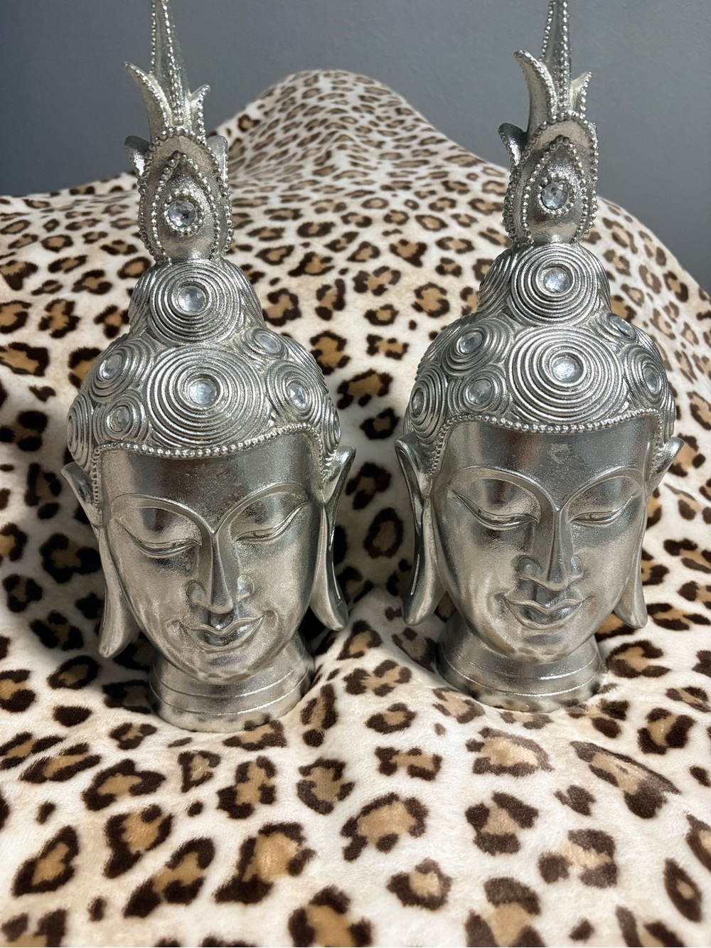 Silver Buddha ceramic sculpture